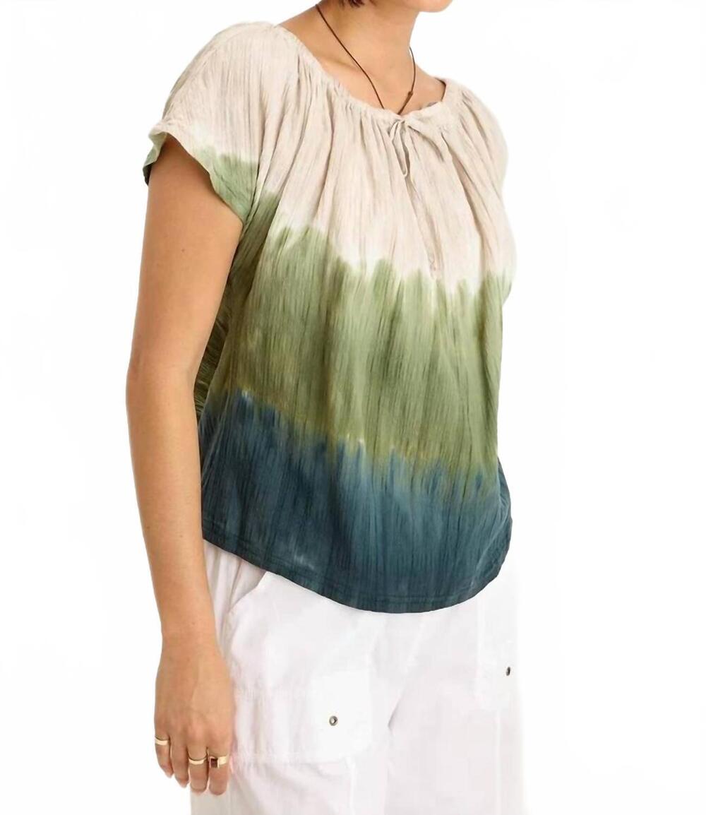 NEW WEARABLES selda textured gauze cinched top in willow green